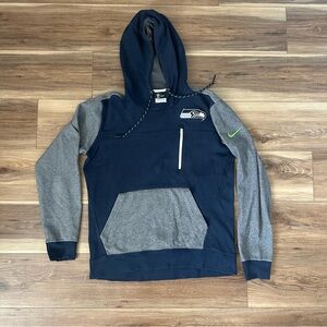 Nike Seattle Seahawks Scuba Neck Hoodie Size L Blue NFL Men's Sweatshirt Rare